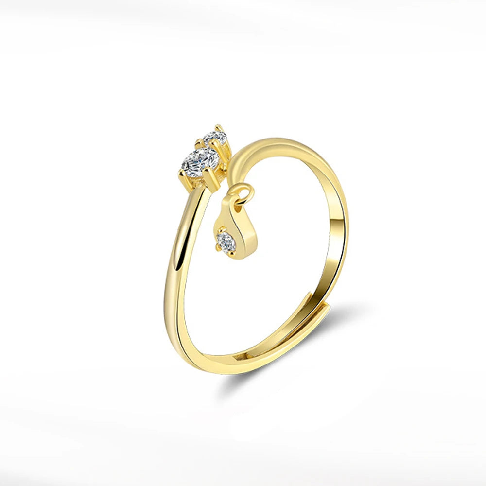 Wholesale Women 925 Silver Ring Jewelry Gift 5A CZ Charms Gold Adjustable Ring