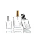 Beautiful square 30ml Glass Bottle with Dropper 50ml Perfume Cosmetic Packaging Flat 100ml Empty Bottle with Pump