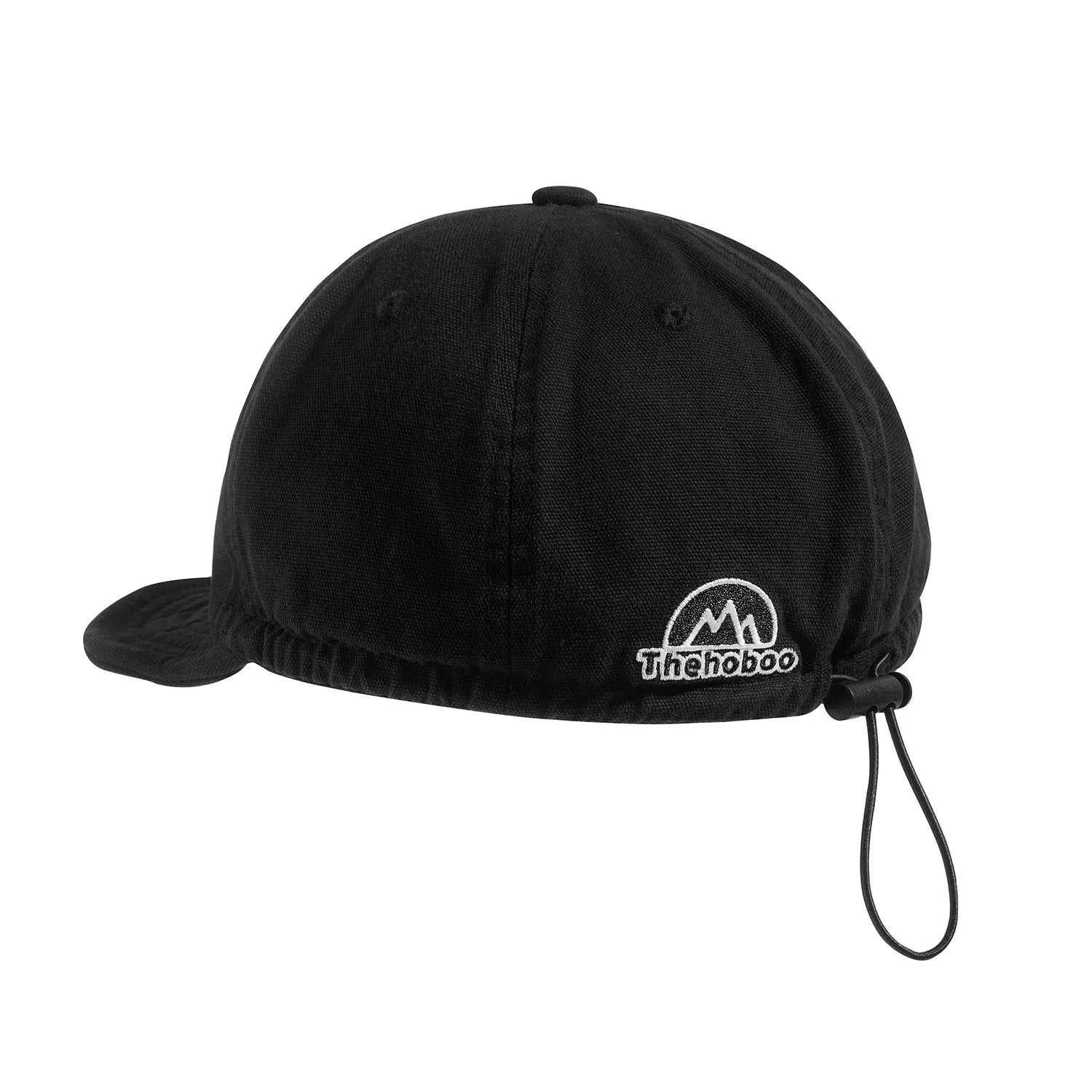 Customized Hip Hop Retro Flat Hat Short Brim Pointed Black Washed Soft Top Drawstring Tool Cap Outdoor Baseball Cap