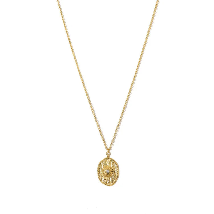 Low Price 18k Gold Plated Stainless Steel Jewelry Choker Necklace Zircon Sun Necklace