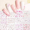 Flowers Nail Water Stickers DecalsPink Cherry Blossoms Tree with Leaves Nail Art Sliders Summerfor Nail Art Decoration