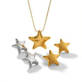 Stainless Steel 18K Golden Color Statement Jewelry Set Big Star Geometric Drop Earrings Waterproof Necklace New Fashion Style