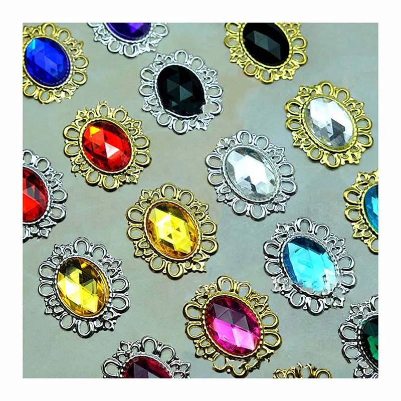 Wholesale Cheap Metal Alloy Bottom Rhinestones Colored Acrylic Diamond Glue-on Sew-on Headwear Crown Costume Crystal Rhinestones
