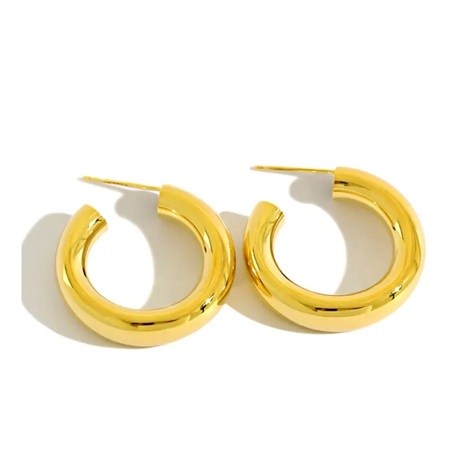Fashion Jewelry Earrings Chunky Gold Hoops 925 Sterling Silver Hoop Earrings Gold Plated Jewelry for Women