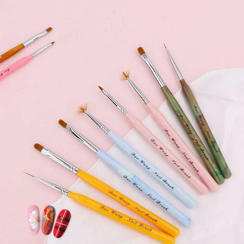 New Design Professional UV Gel Nail Liner Brush Set with Oval Shape Multifunctional Brushes for Nail Art