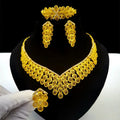 Jachon Gold Bridal Indian Bridal Set Fashion Gold Heavy Flower Jewelry Sets Bridal Dubai Jewelry Set