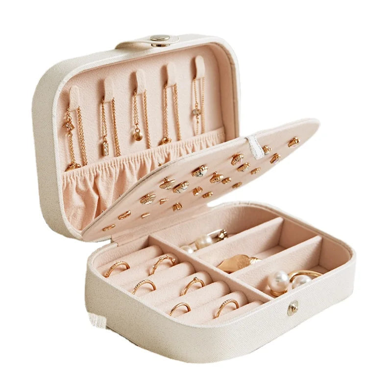 Portable Lady Jewelry Set Storage Organizer Case Box for Stud Earrings Rings Lipstick