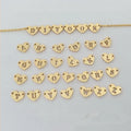 Premium Jewelry Accessories Chain Tabs 14k Gold Filled Heart Shaped 7.9*6.4mm 26 English Alphabets Letter Connector Charms