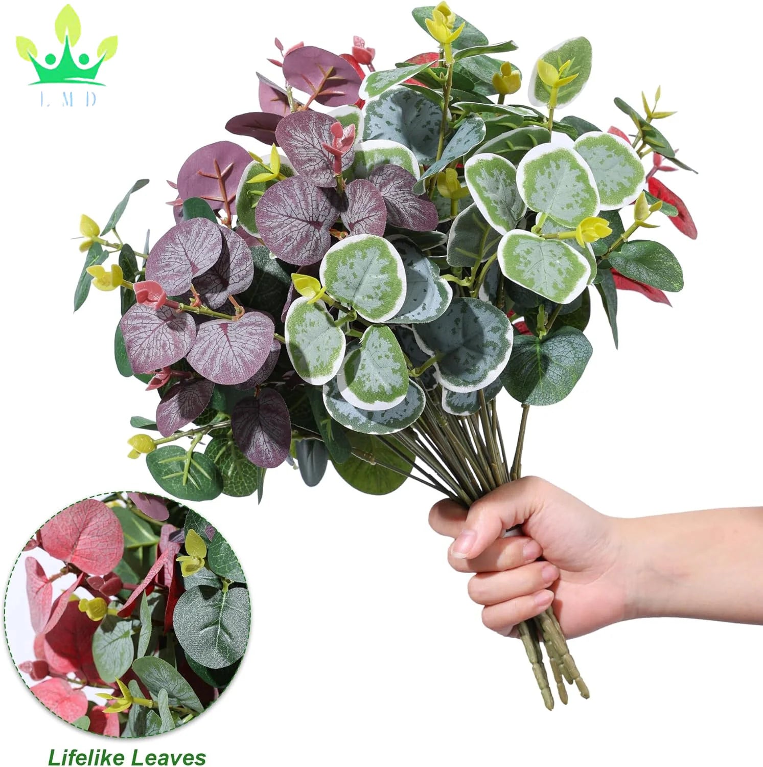 Artificial Greenery Plant Stems Eucalyptus Leaf Branches Bulk Realistic Plastic Boxwood Shrubs for Home Table Centerpieces Decor