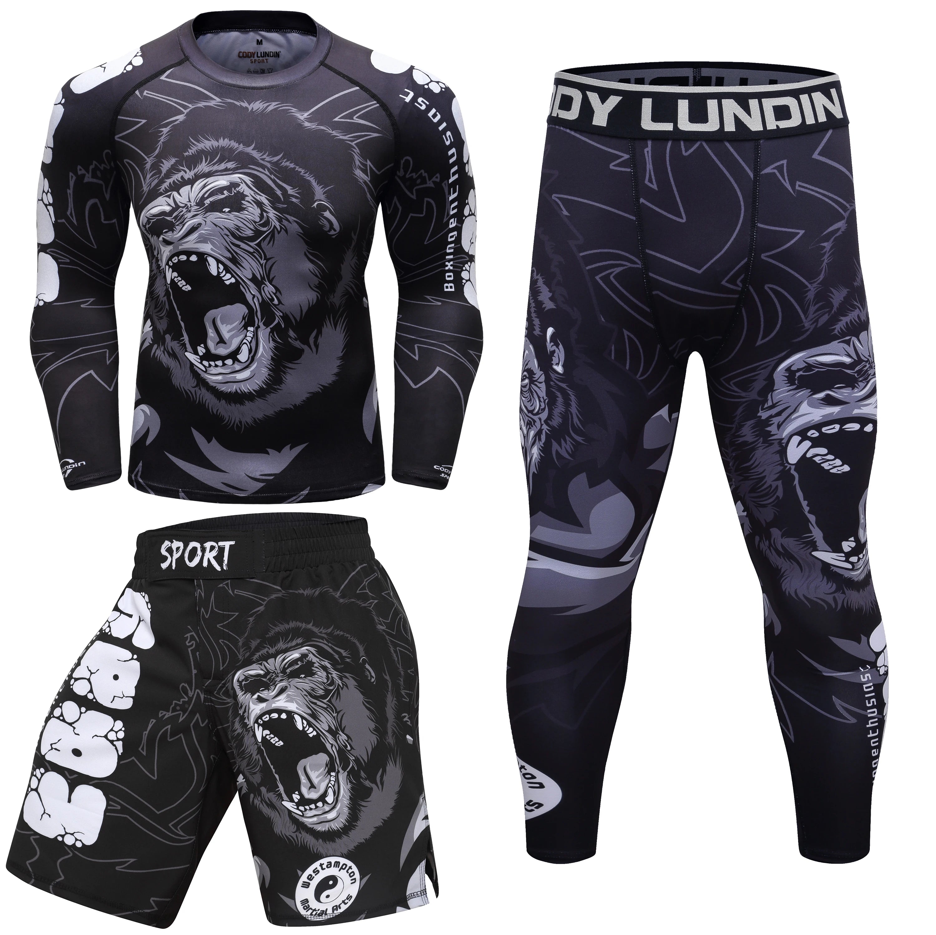 CODY LUNDIN Custom Your Own Designs Rashguard MMA T-shirt +Pants Set Jiu Jitsu Black Grappling Bjj Boxing Rash Guard Sportswear
