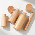 Luxury 30ml 50ml 100ml Eco-Friendly Glass Bamboo Bottle Bamboo Cap for Essential Oil Hair Oil Mascara Wig Cosmetics Packaging