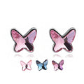 Fine 925 sterling silver crystal butterfly women fashion luxury cute small butterfly stud earrings