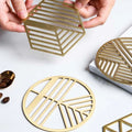 Customized Cup Coasters Geometric Golden Stainless Steel Metal Gold Color Coasters
