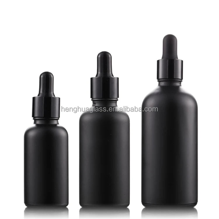 Empty Matte Black Essential Oil Glass Bottle 5ml 10ml 15ml 20ml 30ml 50ml 100ml Black Avoid Light Dropper Boston Bottles