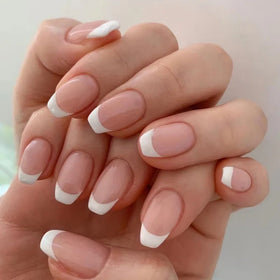 Wholesale French Ballerina Fake Nails Medium Length Coffin False Nails Custom Press on Nails Private Label