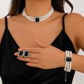 Women's Luxury Alloy Choker Necklace Bracelet Earrings Set Imitation Pearl Wedding Party Engagement Anniversary Gift