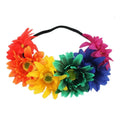 Sunflower Crown Wreath Big Flower Garland Headband Floral Hawaiian Stretch Headpiece for Wedding Festival Hawaiian Photo Props
