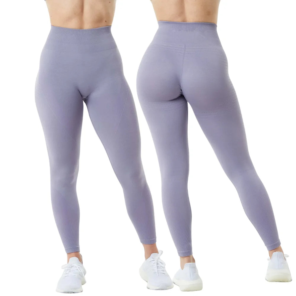 Seamless Cationic Jacquard Solid Leggings Womens High Waisted Booty Lift Glute Contour Scrunch Look Gym Yoga Activewear