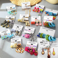SC Popular Vintage Pearl Stud Earrings Fashion Flower Heart Earrings Retro Colorful Resin Earrings Set for Teen Girls