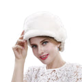 Ready to Ship Warm Winter Fashion Womans White Mink Fur Beret Hat Real Mink Hair Fur Dress Hat Beanie Knit Hats with Diamond