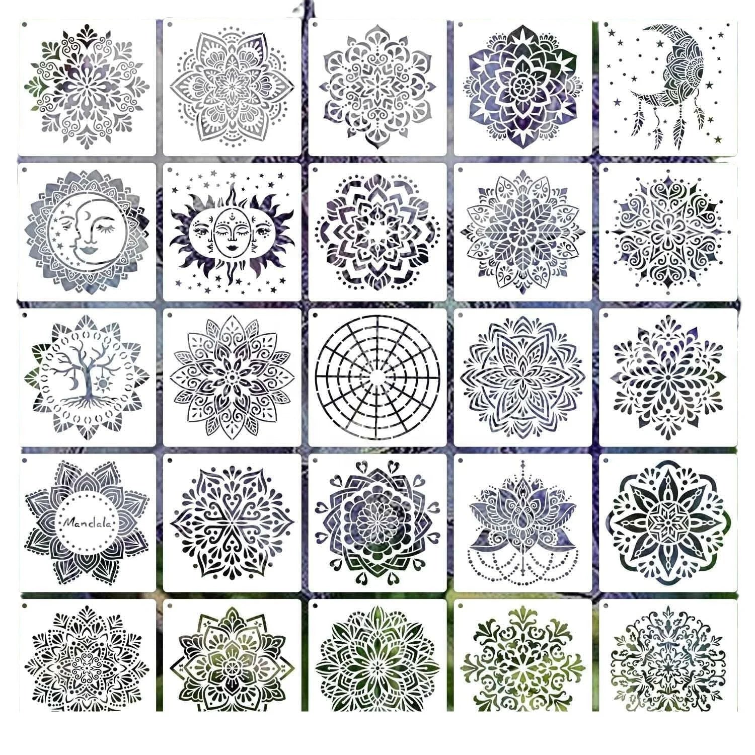 Mandala Stencils PET Hollow Template DIY Hand-painted Graffiti Spray Wall Stencils Painting Decoration