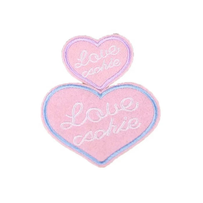 Letters pink love Heart Embroidery Cloth Stickers Decoration Patch