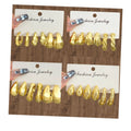 3Pcs/Set Vintage Gold Color Chunky Earrings Water Drop C Shape Earring Set for Women Jewelry