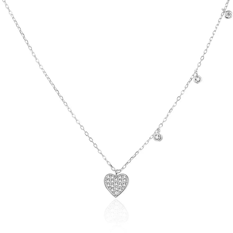 925 Sterling Silver Heart-Shaped Necklace with Rose Gold Plated Zircon Stone for Women Engagement Party or Religious Occasions