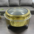 Luxury Gold Buffet Thermal Food Warmer Heating Pot Catering Service Stainless Steel Roll Top 6L Round Chafing Dish