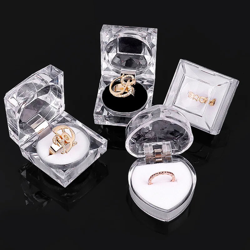 Acrylic Jewelry Ring Display Storage Box Transparent Packaging Dustproof Jewelry Box Customized with LOGO