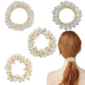 Wholesale Spot Pearl Hair Tie Women Shiny Rhinestone Ponytail Holder Hair Tie Custom Logo Hair Tie Set