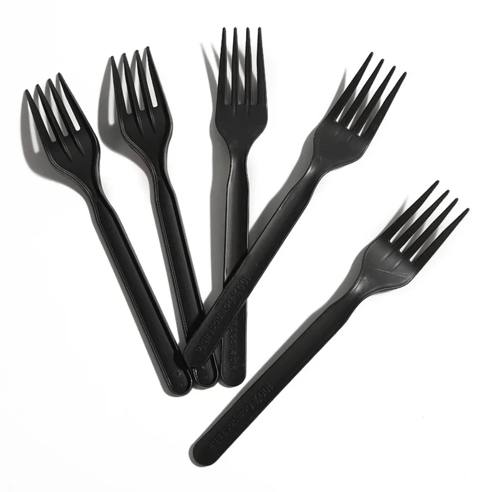 Wholesale CPLA Biodegradable Cutlery Eco Friendly Cornstarch Fork Wrapped Cornstarch Fork