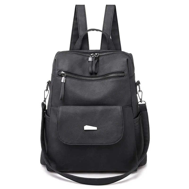 Multi-pocket Go Street Backpack Detachable Shoulder Strap Handbag PU Waterproof Girl School Bag