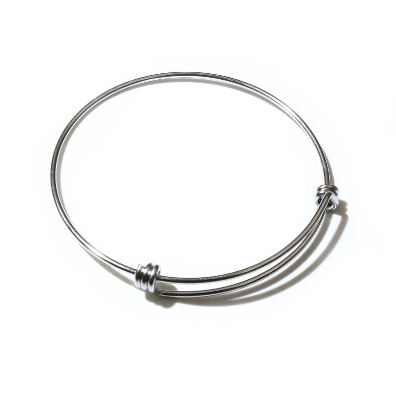 2pcs 316 Stainless Steel Adjustable Round Circle Bangle Bracelet DIY Jewelry Making Accessories