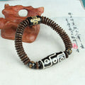 SC Wholesale Vintage Wooden Stone Beads Bracelet Fashion Beaded Bracelet Chinese Tibet Colored Pray Agate Bracelet to My Son