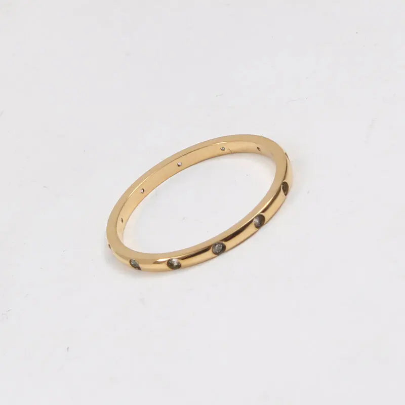 Fenny 18K Gold Plated Waterproof&No Fade Permanent Minimalist Fine Zirconia Fold Wear Stainless Steel Ring for Women MegaBDM