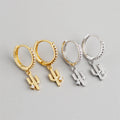 New Fashion Cactus Pendant Zircon Hoop Earrings 18k Gold 925 Sterling Silver Simple Hoop Earring Women Summer Jewelry