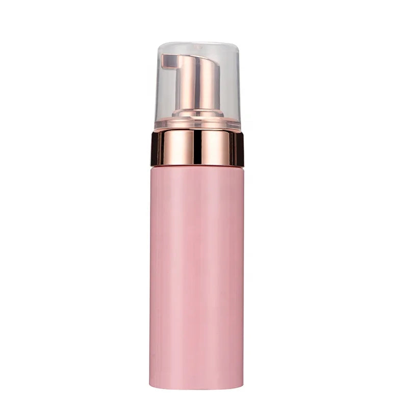 In Stock Cosmetic Facial Cleanser Foam Bottle 100ml 120ml 150ml 200ml Pink Plastic Makeup Remover Bottle