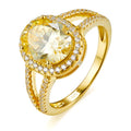 Fashion Jewelry Rings Gold Plated Yellow Zircon Rings Elegant Design Women CZ Diamond Ring