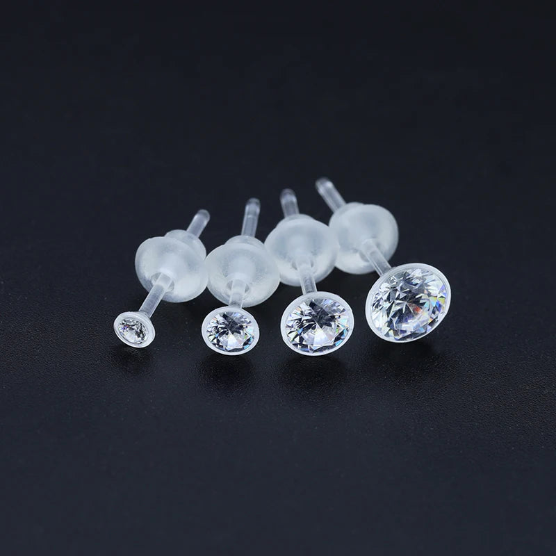 Classic 12-Color Resin Stud Earrings for Women & Girls Zircon Pierced Ear Set for Anniversary Occasions