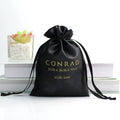 Garment Washing Satin Dust Bag With Drawstring Custom Black Logo Printed Satin Underwear Bags