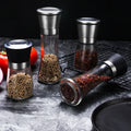 Adjustable Stainless Steel Manual Pepper Grinder Mill Kitchen Gadget Glass Spice Bottle for Salt and Pepper Metal Construction