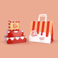 Black White Food Takeaway Craft Shop Gift Shopping Brown Kraft Paper Bag With Handle Food Togo Packaging Kraft Paper Bags