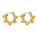 DAIHE Fashion Stainless Steel Earrings Gold Plated 3 Spike Eternity Rivet Earring Hoop Earrings for Women Jewelry Gift