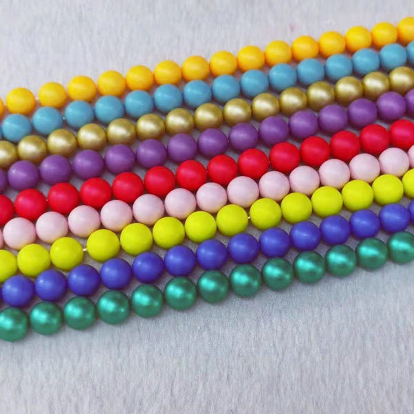 Wholesale Natural   4MM 6MM  8MM 10MM 12MM Round Shape Matte Shell Pearl  Loose Beads for Jewelry Making