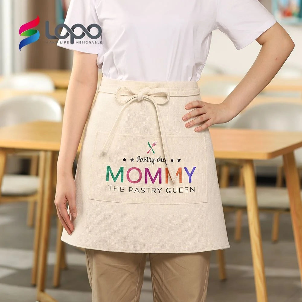 Factory Best Seller Personalized Sublimation Blanks Anti Pilling Linen Waist Apron to Sublimate