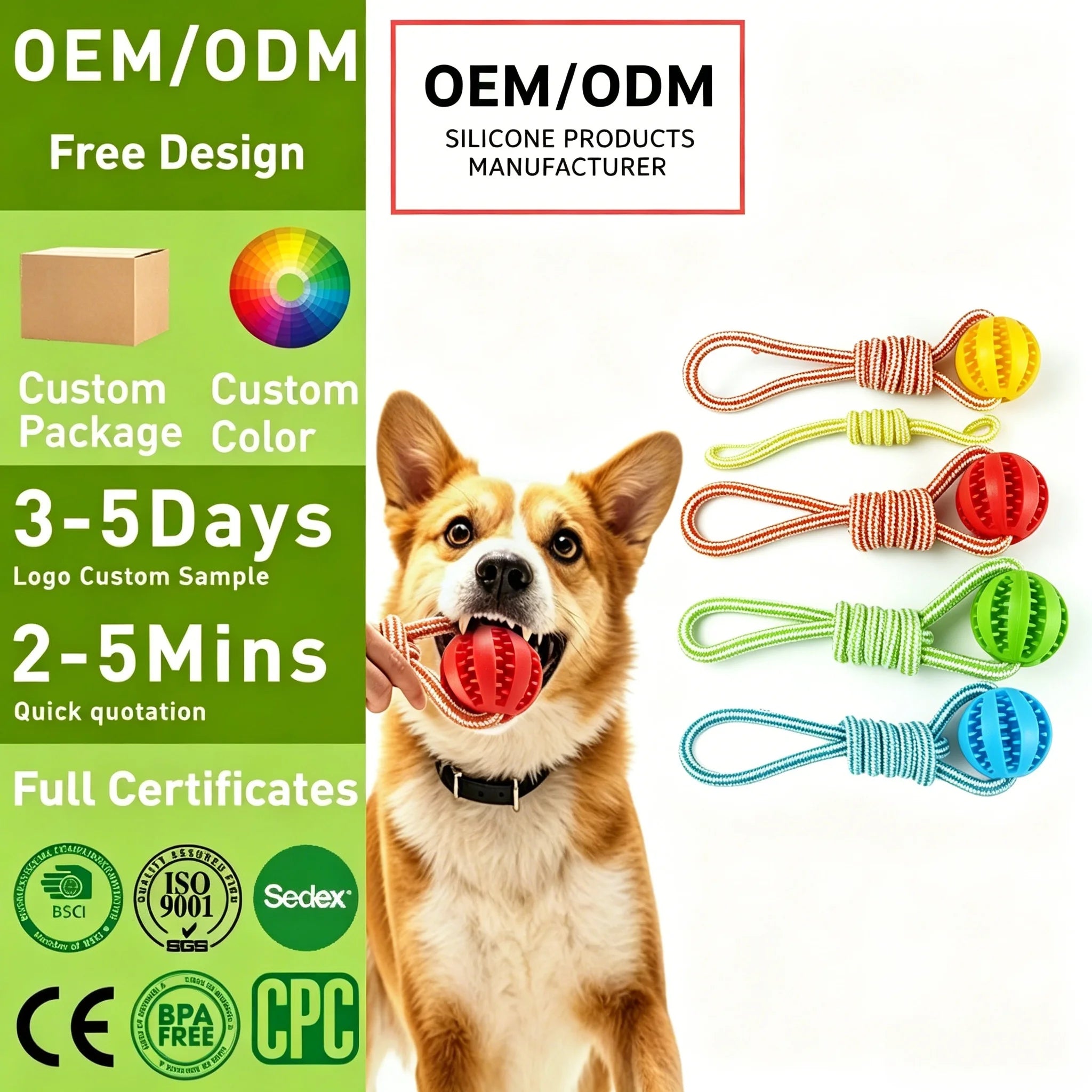 Durable Rubber Pet Toy Ball Funny Chew Movement Tooth Cleaning Leakage Food Interactive Cotton Rope Chew Toys Pet Dog Toys Ball