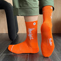 Men's Basketball Socks for Teenagers Casual Cotton Mid Tube Knit Fancy Embroidered Logo Breathable Crew High for Spring Season