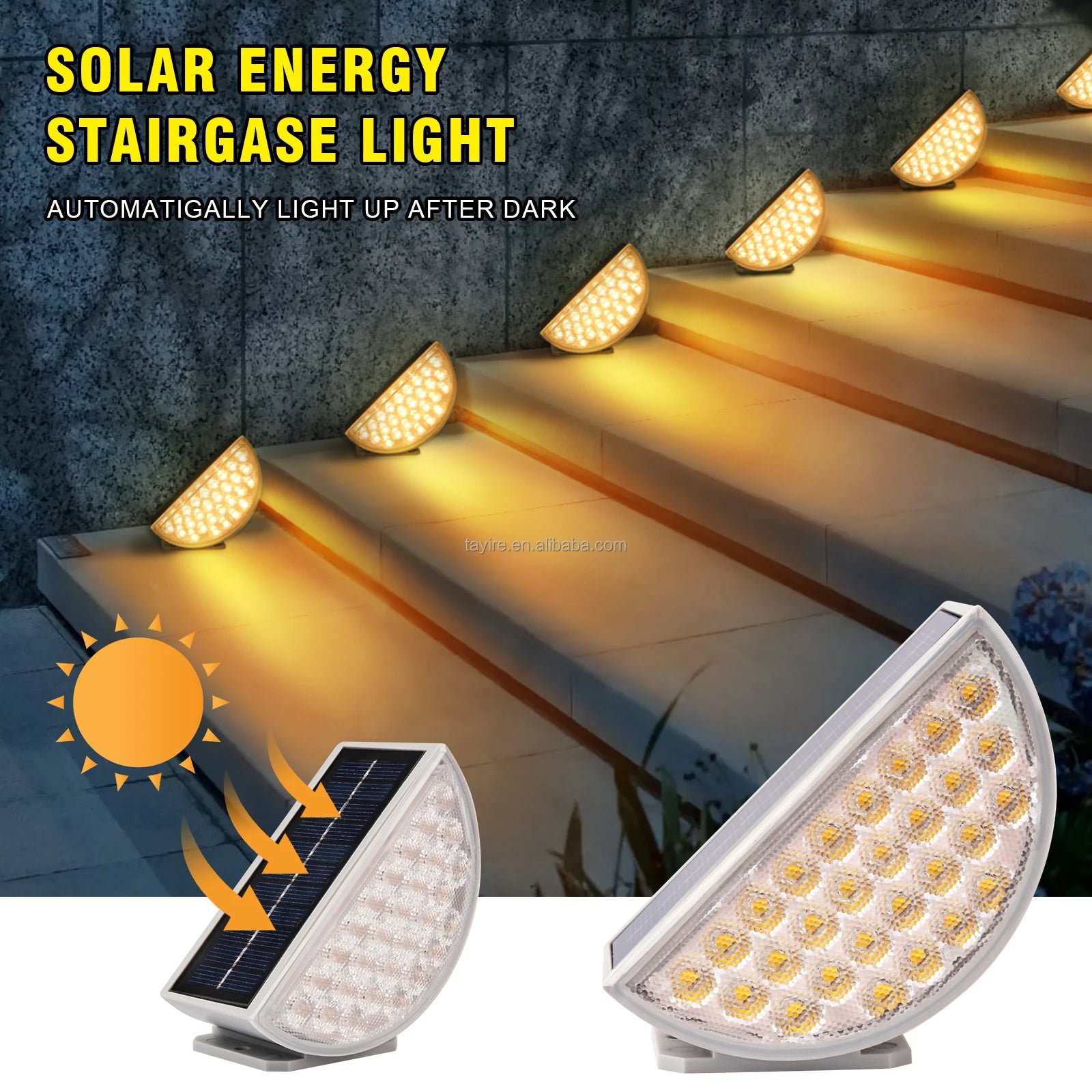 Outdoor Waterproof LED Solar-Powered Wall Sensor Light IP65 Garden Night-Guide Lights for Stairs Outdoor Step Lighting