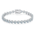 Wish Jewelry White Gold Plated 925 Sterling Silver 0.5ct Heart Lab Created Moissanite Diamond Tennis Bracelet Women